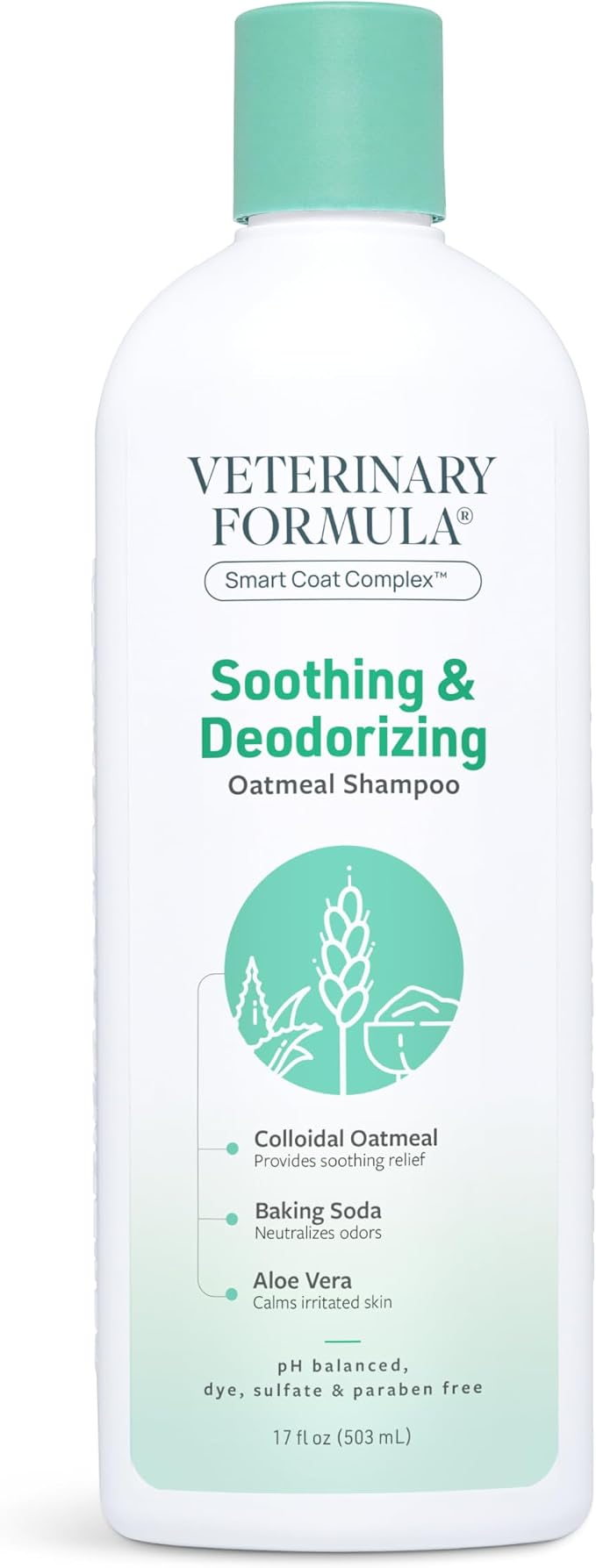 Veterinary Formula Smart Coat Complex Soothing and Deodorizing Oatmeal Shampoo for Dogs, 17 Fl oz – Baking Soda Eliminates Odors, Aloe Vera & Oatmeal Cleanse and Hydrate Skin – Long-Lasting Fragrance | Oatmeal and aloe vera formula, baking soda odor co...