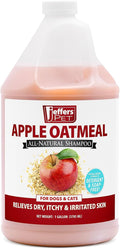 Jeffers Pet Apple Oatmeal Shampoo for Dogs & Cats, 128 oz - Gentle Coconut Based Formula w/Colloidal Oat Protein, Soap Free, Deodorizing Apple Scent, Sensitive Skin, Puppies Kittens Grooming Care