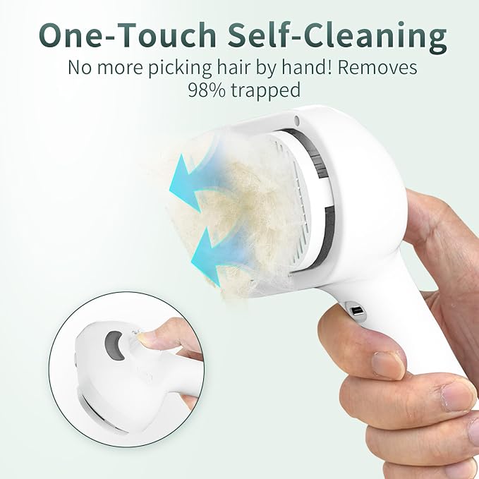 3-in-1 Self-Cleaning Shedding Steam Brush for Dogs & Cats | USB Rechargeable, One-Touch Fur Remover, Anti-Static & Reduces Shedding, Mist Spray Comb for Long & Short-Haired Pets