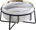 Dazzling Ceramic Elevated Cat Bowls, Raised Dog Pet Cat Food Water Bowl for Indoor (Grey, Large)