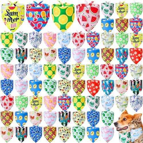 100 Pcs Summer Bandanas for Dog Bulk for Small Medium Pet Puppy Cat by Locmeo