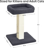 Cat Scratching Post with Plush Perch for Indoor Cats, 32 Inch | Removable & Washable Cover, Sisal Scratcher With a Large Bed, Heavy Duty Post for Cat Adults to Protect Furniture, Dark Grey