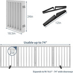 Wooden Dog Gate Freestanding Foldable Pet Gate 4 Panel Fully Assembled Dog Gates for Doorways House Stairs