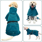 Reflective Dog Raincoat Waterproof Adjustable Hooded Poncho for Medium Large Dogs, Lightweight Pet Rain Jacket, Blue, XL