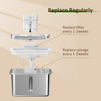 Cat Water Fountain Filter,8 Pack FS30PRO Cat Fountain Filter Replacement, 8 PCS Filters & 8 PCS Sponge Set for Stainless Steel Cat Dispenser