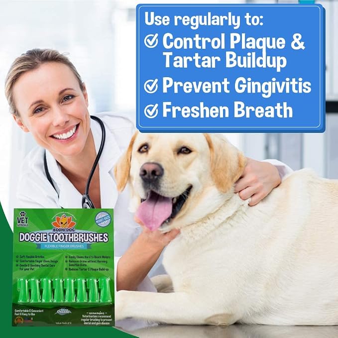 Bodhi Dog Finger Toothbrush for Dogs & Cats - Puppy Toothbrush with Soft Flexible Silicone Bristles, Gentle for Sensitive Gums, Promotes Healthy Teeth & Gums, Easy Teeth Cleaning Tool (8 Count)