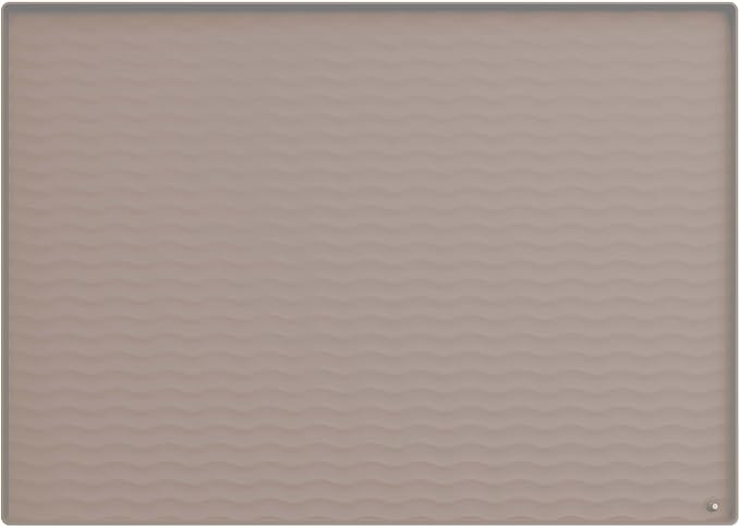 URMONA 34 x 22 in Waterproof Silicone Under Sink Mat, Cabinet Protector | Khaki, Under Kitchen Sink Mat, Kitchen Cabinet Liner, Bathroom Sink Protector, Pet Food Mat and Cat Litter Mat