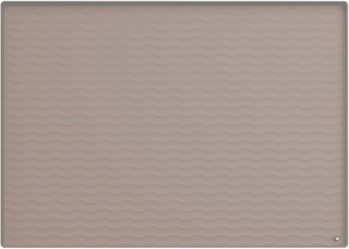 URMONA 25 x 22 in Waterproof Silicone Under Sink Mat, Cabinet Protector | Khaki, Under Kitchen Sink Mat, Kitchen Cabinet Liner, Bathroom Sink Protector, Pet Food Mat and Cat Litter Mat