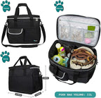PetAmi Dog Travel Bag Organizer, Pet Travel Kit with 2 Food Containers & 2 Collapsible Dog Bowls, Pet Supplies Tote with Luggage Sleeve, Weekend Road Trip Camping Essentials, Black, Large