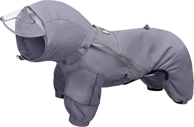 WOOFO Full-Coverage Dog Raincoat, Lightweight, Comfortable, Adjustable & Easy to Wear Dog Rain Jacket, Detachable Cap, Reflective Strip (Grey, 2XL)