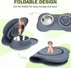 Pecute Slow Feeder Dog Bowls to Slow Down Eating, Dog Slow Feeder Bowl | No-Spill Non-Skid Silicone Mat, Food-Grade Safe Dog Food Bowls Slow Feeder, Stainless Steel Dog Water Bowl for Dogs Cats