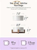 LE TAUCI Ceramic Dog Bowls for Large Dogs - 7" Elevated Water Bowl with Acacia Wood Stand, Single Pet Bowl Set for Food & Water, Clover