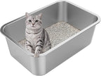 XX-Large High Sided Stainless Steel Cat Litter Box | Sturdy Metal, Odor-free, Cat Litter Non-stick and Easy to Clean, Ideal for Indoor Cats, Kittens and Multicat Houses