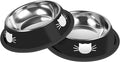 Serentive 2 Pcs Non-Slip Stainless Steel Small Cat Food Bowls - Unbreakable, Thicken 13 Oz Cat Dishes - Indoor, Removable Rubber Base, Easily Clean, Lovely Color