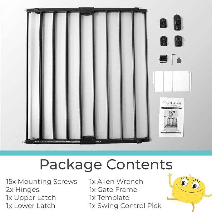 Toddleroo Easy Swing & Lock Baby Gate for Top of Stairs: 31" Tall, Bronze | Top of Stairs Baby Gate, Hardware Mount, Open-Direction Control, 28.7"-47.8" Wide, 31" Tall, One-Hand Operation, Swing-Latch