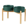 Havniva Dog Bowls Elevated, Ceramic Dog Food and Water Bowl Set | 8.3” Raised Dog Food Bowl, Elevated Dog Bowls with Bamboo Stand, Non-Slip Dog Water Bowl for Large Dog, Large Capacity