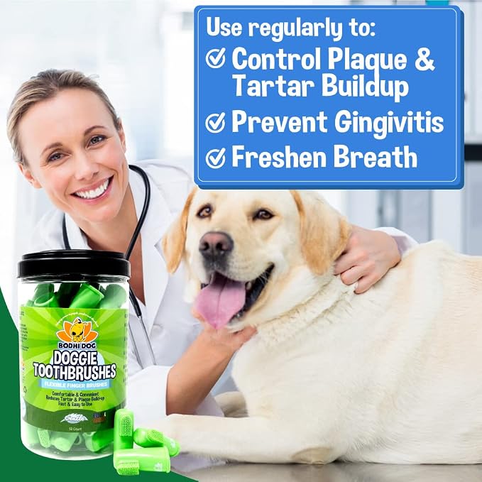 Bodhi Dog Finger Toothbrush for Dogs & Cats - Puppy Toothbrush with Soft Flexible Silicone Bristles, Gentle for Sensitive Gums, Promotes Healthy Teeth & Gums, Easy Teeth Cleaning Tool (50 Count)