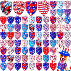 100 Pcs Dog Bandanas Bulk 4th July Patriotic Triangle Bibs M by Locmeo