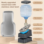 1.1 Gallon Pet Automatic Dog Water Dispenser Cat Gravity Waterer Feeder with Stainless Steel Bowl 8L Large Capacity Puppy Feeding Raised Bowls with Filter,Ice Pack (Charcoal Gray, 4L(1.1 Gallon))
