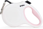 Fida Retractable Dog Leash, 16 ft Dog Walking Leash for Medium Dogs up to 44lbs, Tangle Free, White & Pink