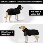 Dog Raincoat, Waterproof Dog Rain Jacket with Hood Black 2XL | Rain Coat For Large Dogs, Doggy Poncho With Leash Hole, Reflective Strips, For Rainy Snowy Weather Walks, Hiking, Camping