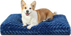 KSIIA Washable Dog Bed Comfy Dog Crate Pad Deluxe Plush Pet Bed Non-Slip Kennel Pad for Medium Dogs, 29" x 21", Blue