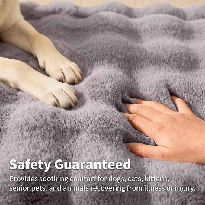 SOMAHE Plush Dog Bed Mat, Machine Washable, Large 35x27 Dark Grey | Machine Washable + Non-Slip Paw Bottom: plush dog mat stays fluffy and helps reduce sliding on indoor floors.