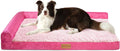 Patas Lague Orthopedic Large Dog Bed Pet Sofa Beds 48''X30''Pink | L Bolster Egg-Crate Foam Dog Couch For Large Sized Dogs, Waterproof Removable Washable Cover, Pet Mat with Nonskid Bottom