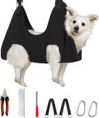 Supet Dog Grooming Hammock for Nail Trimming, Pet Grooming Hanging Harness | Restraint Dog Leashes Sling, Stress-Free Animal Holder Set for Clipping Nails, Ear & Eye Cleaning, Medicine(Black, M)