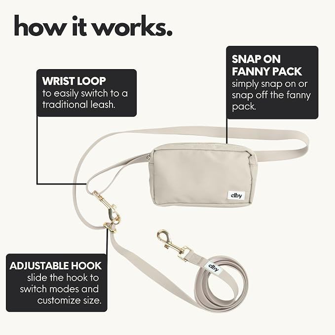 Hands Free Dog Leash with Treat Pouch - Waterproof Cross Body and Waist Leash for Dog Walking and Training with Poop Bag Holder - Cute Walking Accessories