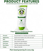 Doggy Style 2-in-1 Dog Shampoo & Conditioner, 60% Less Water, 4X More Product per Bottle, Tear-Free, Concentrated Paste Formula, Plant-Based, Hypoallergenic, Sulfate-Free, for All Breeds and Dogs