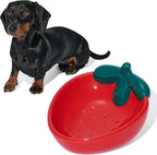 VETRESKA Ceramic Pet Bowl, Tilted Design Pet Feeder for Food and Water | Anti Vomit Cat Bowls for Indoor Cats Cute Strawberry Cat Bowl Dishwasher Safe