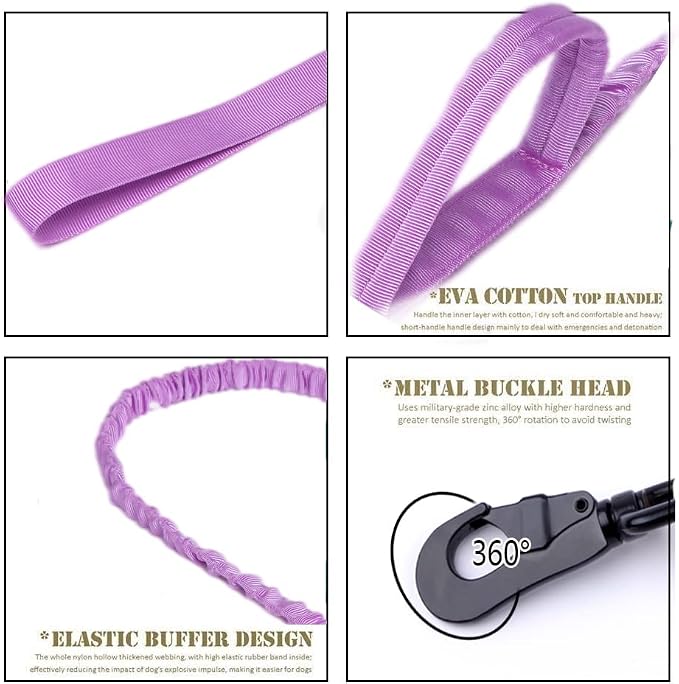 Tactical Dog Collar and Leash Set for Large Dogs with Control Handle,Purple | 1000D Heavy-Duty Nylon Fabric,Quick-Release Metal Buckle,Adjustable Fit,Soft-Padded Webbing,D-Ring,for Training & Hiking,XXL