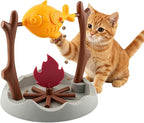 Cat Slow Feeder Treat Dispenser, Foraging Interactive Cat Puzzle Fish Toy | Enrichment Toy for Cats & Kittens Prevent Overeating & Relieves Boredom, Campfire Fish Cat Toy