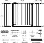 Mumeasy 29.7–48" Baby Gate for Stairs, Dog Gate for Doorways, Auto Close Child Gate, Indoor Safety Pet Gate with Walk Thru Door, Easy Install Pressure Mounted Extra Wide Gate for Kitchen, House, Black