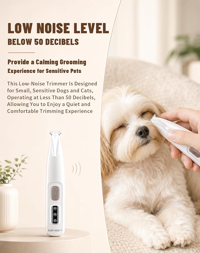 Pet Micro Precision Trimmer, 0.71-Inch Blade, Cordless Paw Clipper | 50dB Quiet Rechargeable Cat Shaver with a 90-Minute Runtime for Dog and Cat Hair Around Paws, Eyes, Ears, Face and Rump Areas