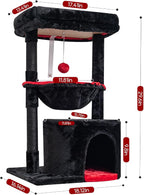 SYANDLVY Gothic Cat Tree with Coffin Bed for Indoor Cats, Modern House | Small Activity Tower with Scratching Post, Condo & Cradle, Kittens Cave, Black & Red
