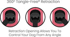 TUG Monochrome 360° Tangle-Free Retractable Dog Leash | 16 ft Strong Nylon Tape (Medium, Pink)