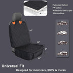 Dog Car Seat Cover Front Seat - Waterproof and Non-Slip, Heavy-Duty Pet Seat Protector with Side Flaps, Full Protection for Front Bucket Chairs on Cars SUVs Trucks (Black, Standard Front)