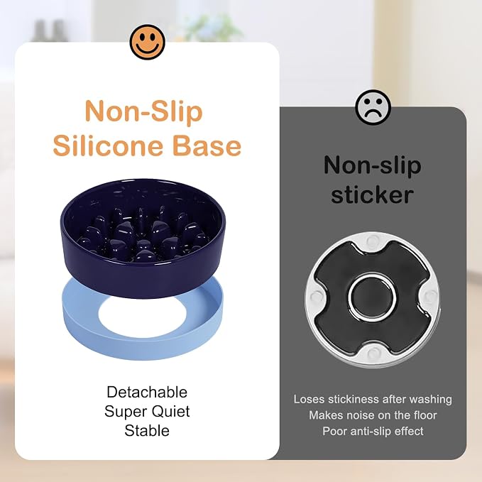Sted Ceramic Slow Feeder Dog Bowls with Silicone Base | Slow Feeding Dog Bowl Small Medium Breed, Dogs Food Bowls for Fast Eaters, Puzzle Dogs Food Bowl, Maze Blue