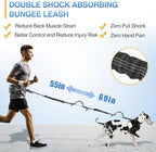 Kytely Hands Free Dog Leash with Zipper Pouch, Wide Padded Waist Dog Running Leash for Medium and Large Dogs, Dual Padded Handles, Retractable Bungee for Walking Jogging Training Hiking