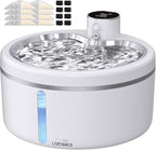 Wireless Cat Water Fountain [with Stainless Steel Tray], 84oz/2.5L Pet Fountain for Cats Inside, Cat Fountain for Drinking
