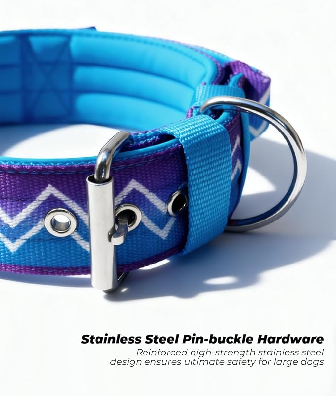 Dog Collar for Large Dogs,2 in Wide Heavy Duty,Pressure-Relief Padded, D-L | Professional Protection for Large and Giant Breeds,Handle for Control,Stainless Steel Buckle Ultra Safety,23-26 in