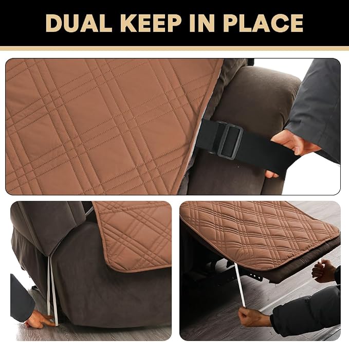 Recliner Cover 100% Waterproof Couch Cover Sofa Cover for Living Room Water Resistant Furniture Protector with Elastic Straps for Pets Dog(Recliner28,Terracotta)