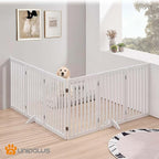 unipaws 120" Extra Wide Pet Gate and Pet Playpen Combination for Dog Cat | 36” Height Free Standing Dog Gate for Doorways, Stairs, Foldable Puppy & Room Divider, Indoor Use