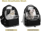Cawypety Cat Backpack Carrier Large Space Bubble Backpack up to 12lbs Black | Breathable Mesh, Safety Leash, Sturdy, Transparent & Foldable Pet Carrier for Travel Hiking, Pet Backpack for Kitty Small Dog