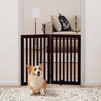 unipaws 36”H Free Standing Pet Gate for Dog Cat, 40”Wide Wooden Dog Gates | Foldable Pet Fence for Doorway, Stairs, Step, Expandable Doggy Barrier, Indoor Use