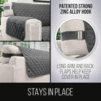 Sofa Shield® Couch Chaise Covers for Dogs, Reversible Furniture Protector with Strap, Stain and Tear Resistant Cushion Cover, 102x34 inch Seat, Machine Washable Slipcover Pets, Cats, Charcoal