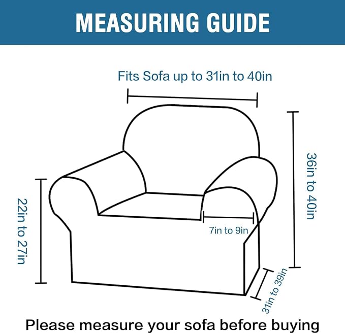 H.VERSAILTEX Stretch Chair Slipcover Sofa Cover Furniture Protector Cover High Spandex Small Checks Knitted Jacquard Sofa Cover Chair Covers for Living Room (Armchair 31"-40", Macchiato)