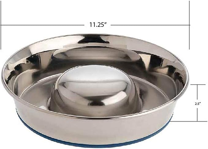 OurPet's Durapet Slow Feed Premium Stainless Steel Dog Bowl, Silver, Large (2040010302) | Helps pace rapid eaters, durable easy clean design, an alternative to snuffle mats for calmer mealtimes, a sturdy daily dish